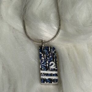 CHRISTIAN DIOR Trotter Blue Plate #2 Pendant Necklace